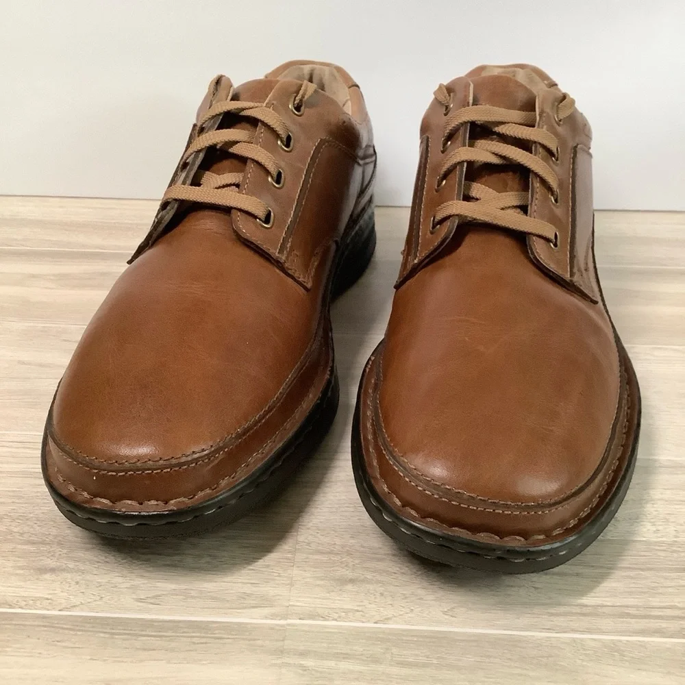 DREW Men NEW Leather Comfort Shoe 13M Toledo Orthopedic Lace Up Brown NO INSOLES
